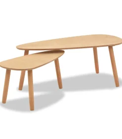 2-delige Salontafelset massief grenenhout bruin