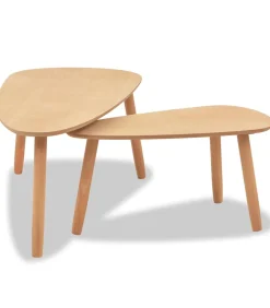 2-delige Salontafelset massief grenenhout bruin