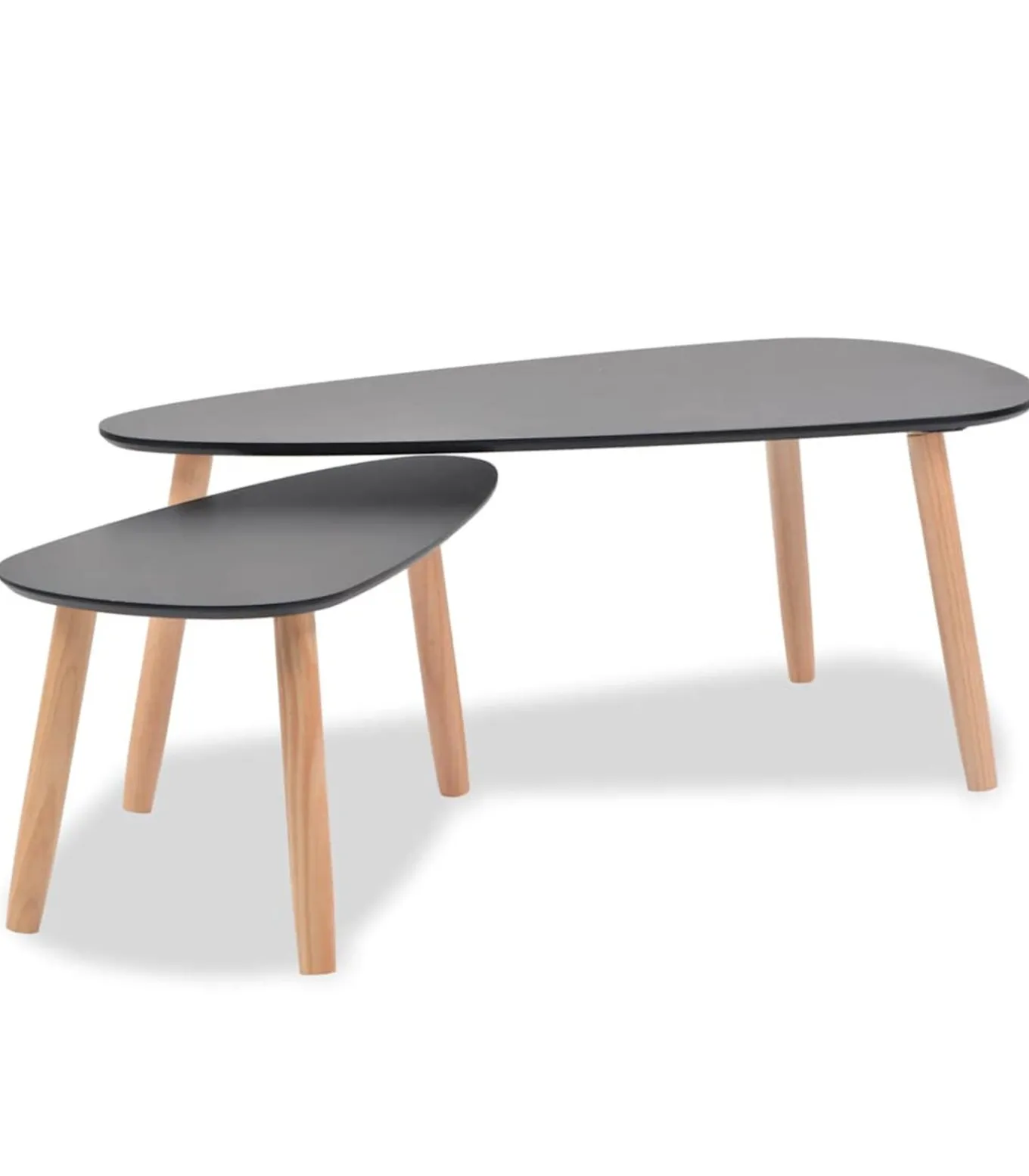 2-delige Salontafelset massief grenenhout zwart