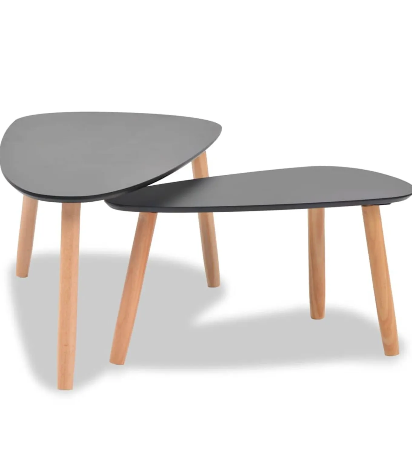 2-delige Salontafelset massief grenenhout zwart