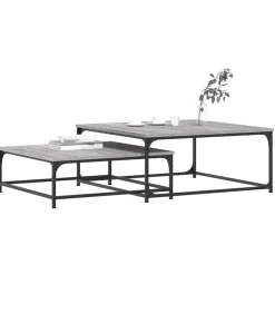 2-delige Tafeltjesset bewerkt hout grijs sonoma eikenkleurig