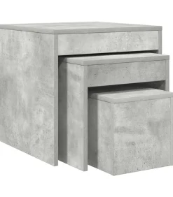 3-delige Tafeltjesset bewerkt hout betongrijs