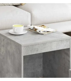 3-delige Tafeltjesset bewerkt hout betongrijs