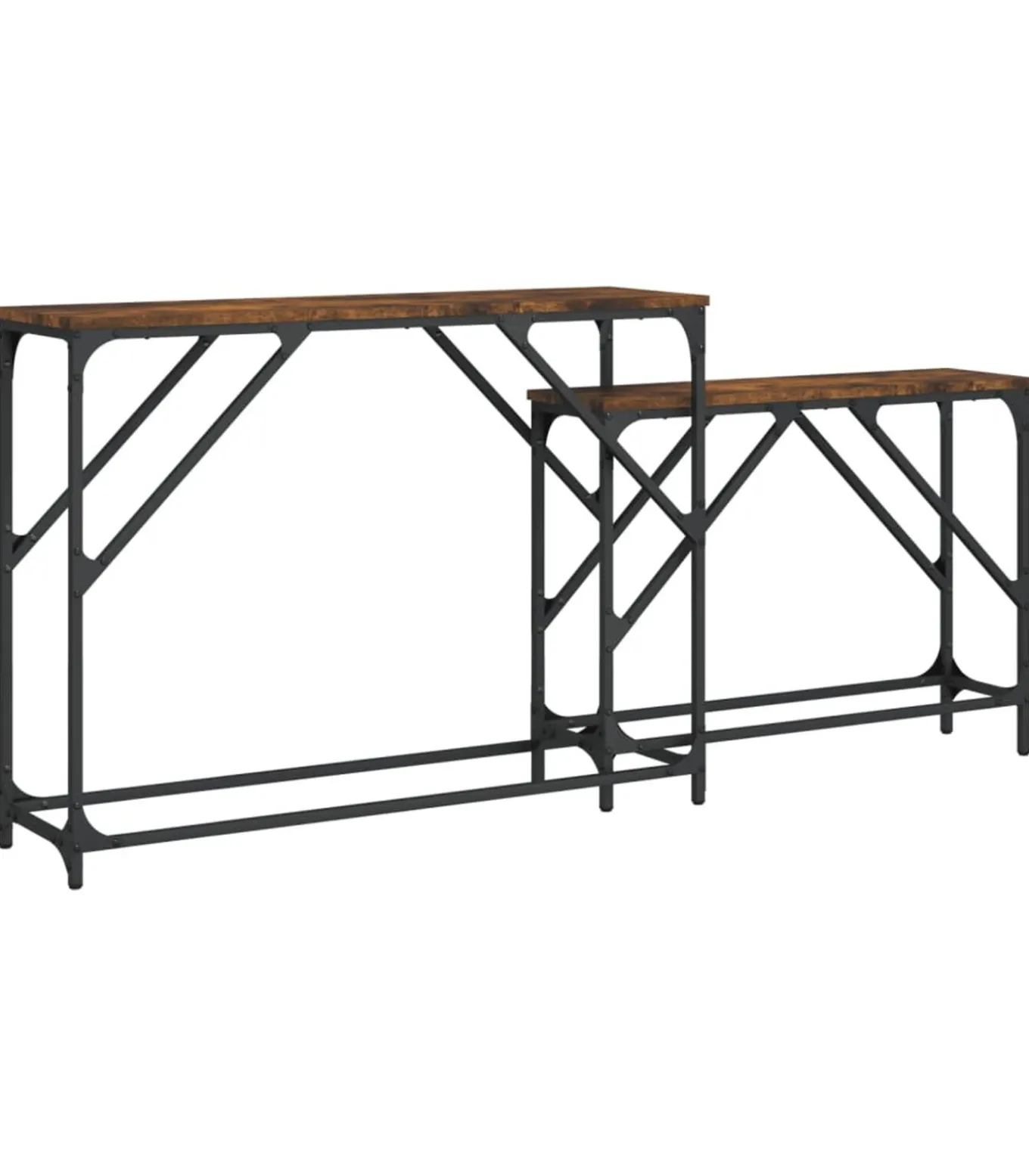 2-delige Tafeltjesset bewerkt hout gerookt eikenkleurig