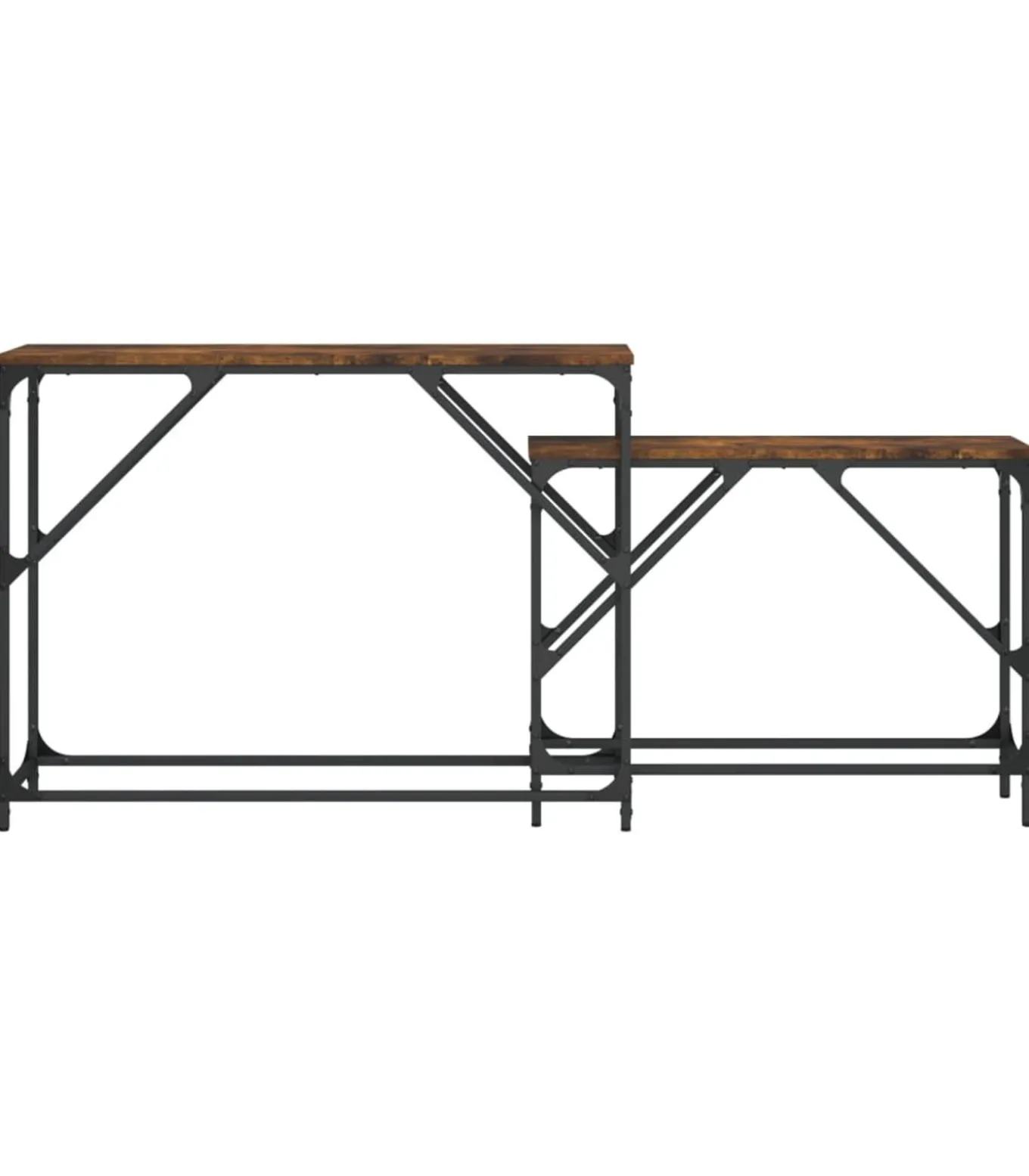 2-delige Tafeltjesset bewerkt hout gerookt eikenkleurig
