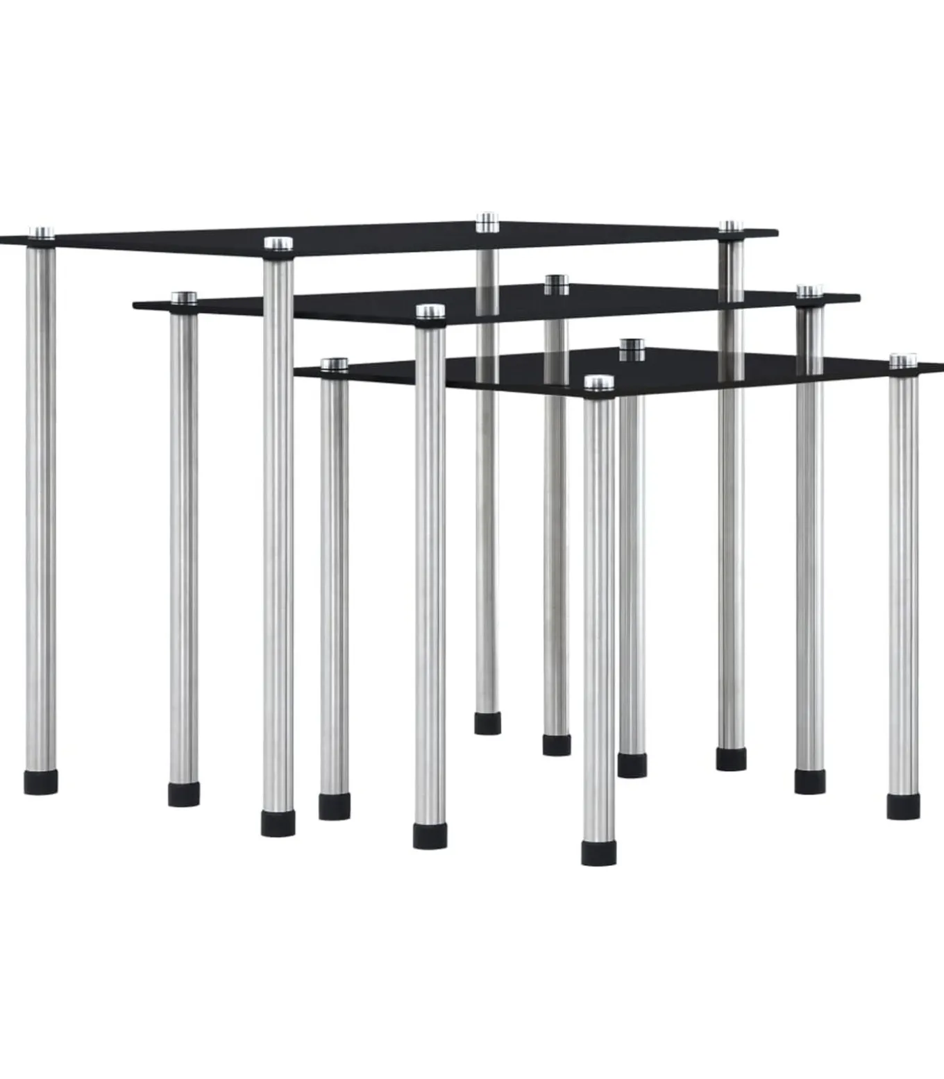 3-delige Tafeltjesset gehard glas zwart