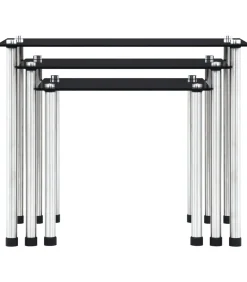 3-delige Tafeltjesset gehard glas zwart