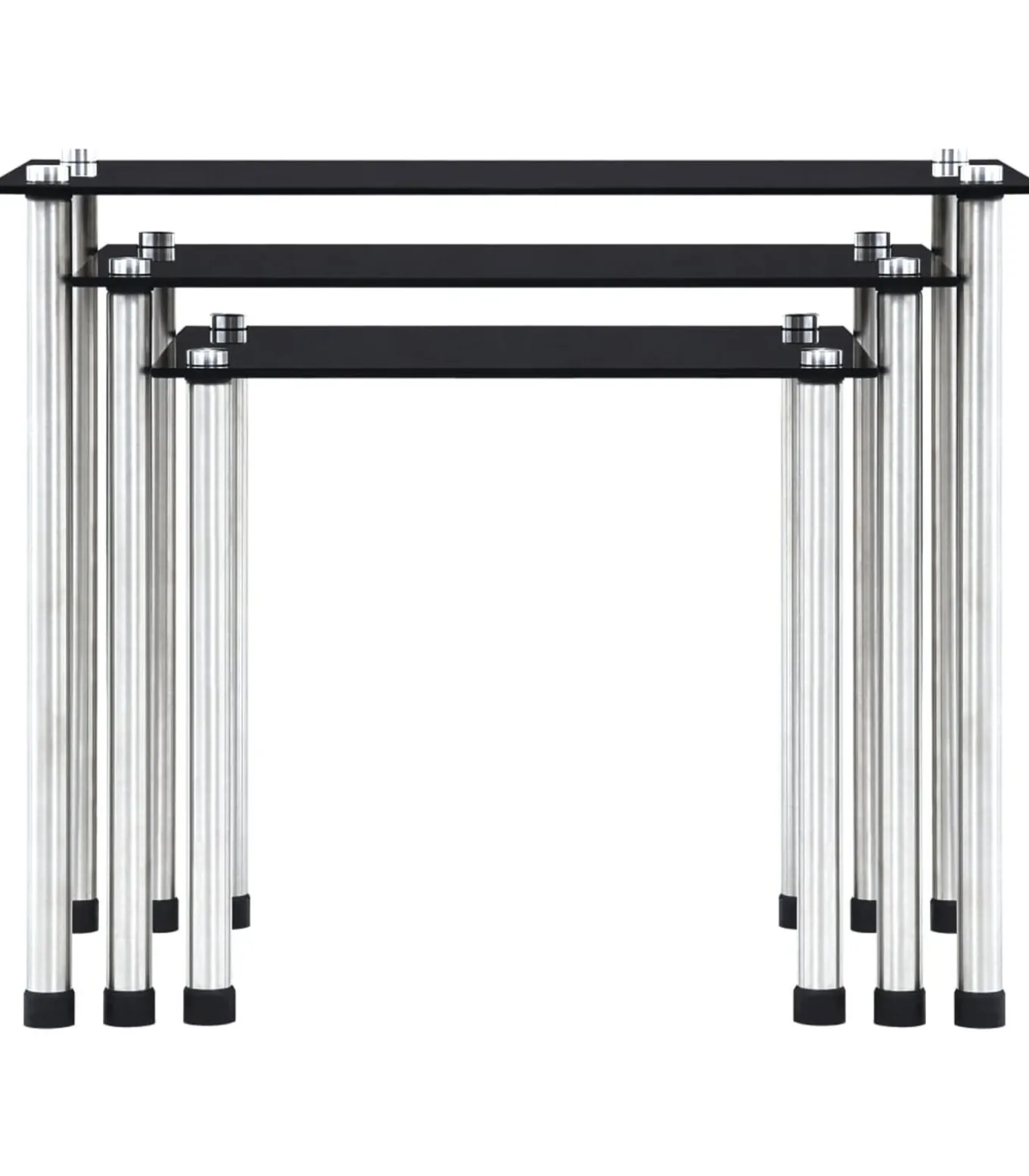 3-delige Tafeltjesset gehard glas zwart