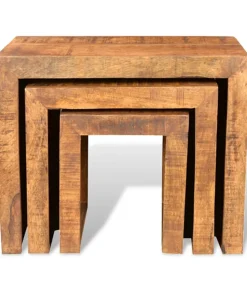 3-delige Tafeltjesset massief mangohout