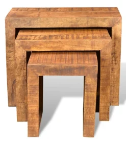 3-delige Tafeltjesset massief mangohout