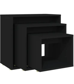 3-delige Tafeltjesset spaanplaat zwart