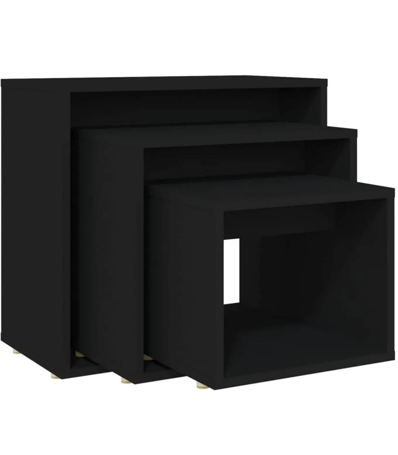 3-delige Tafeltjesset spaanplaat zwart