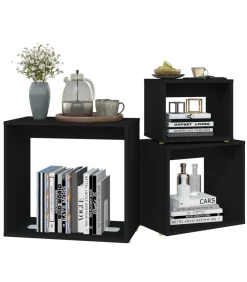 3-delige Tafeltjesset spaanplaat zwart