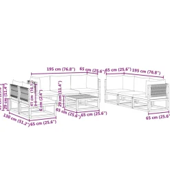 9-delige tuinbankset met kussens acaciahout & touw