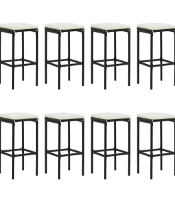 9-delige Tuinbarset met kussens poly rattan zwart