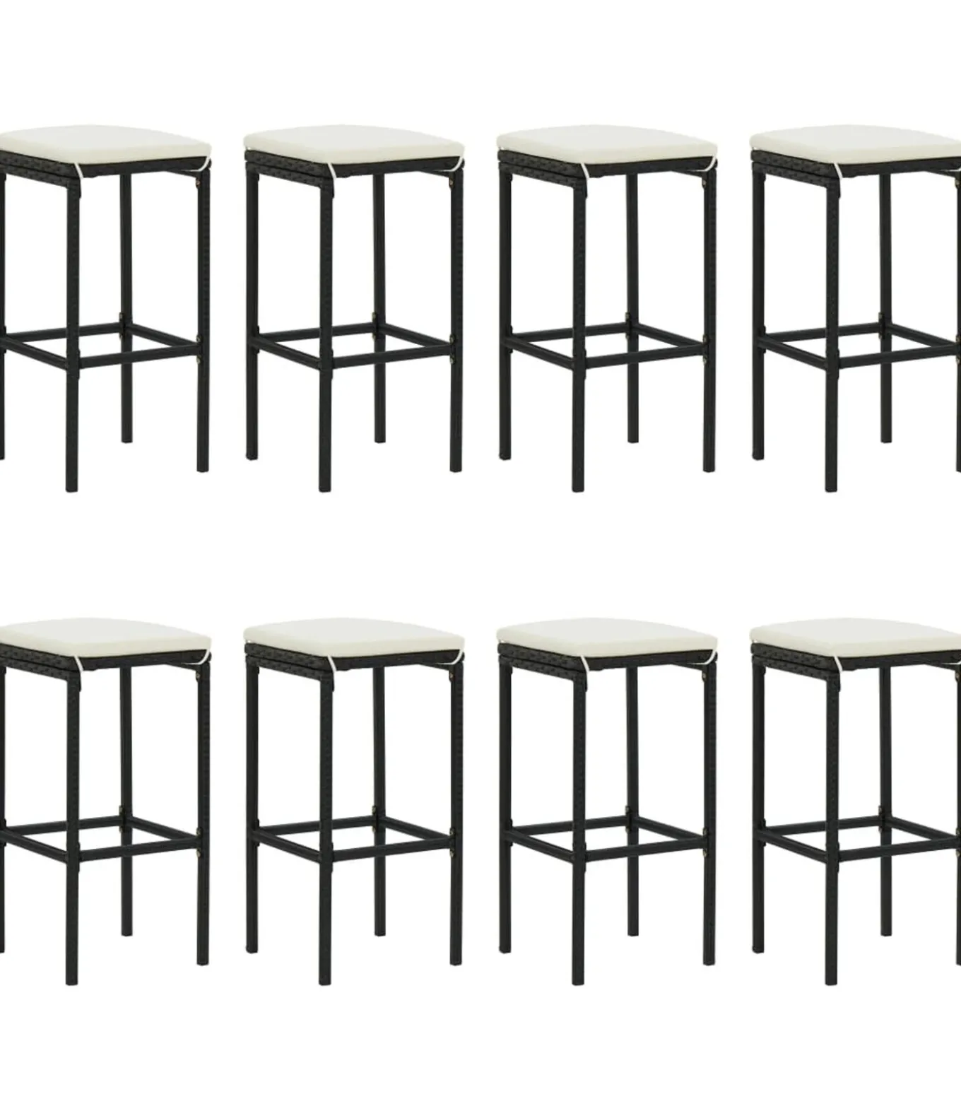 9-delige Tuinbarset met kussens poly rattan zwart