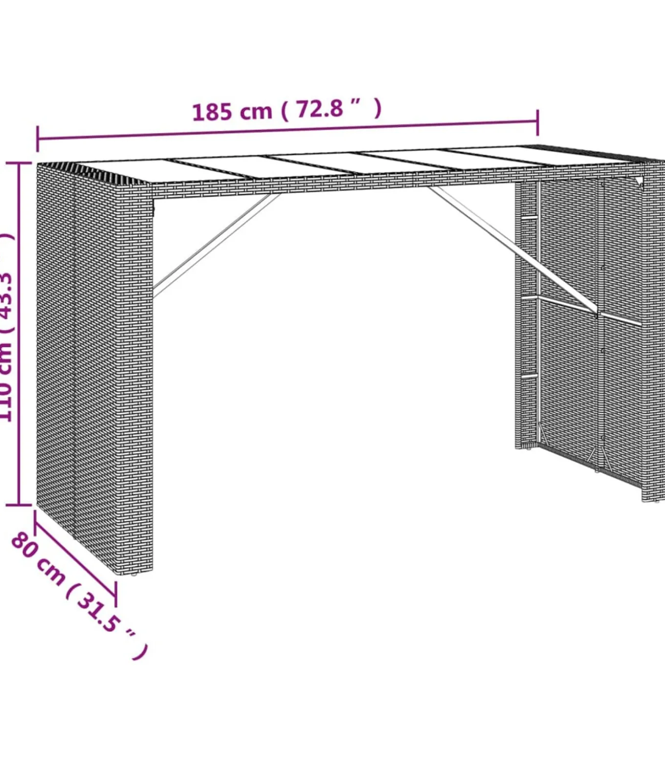 9-delige Tuinbarset met kussens poly rattan zwart