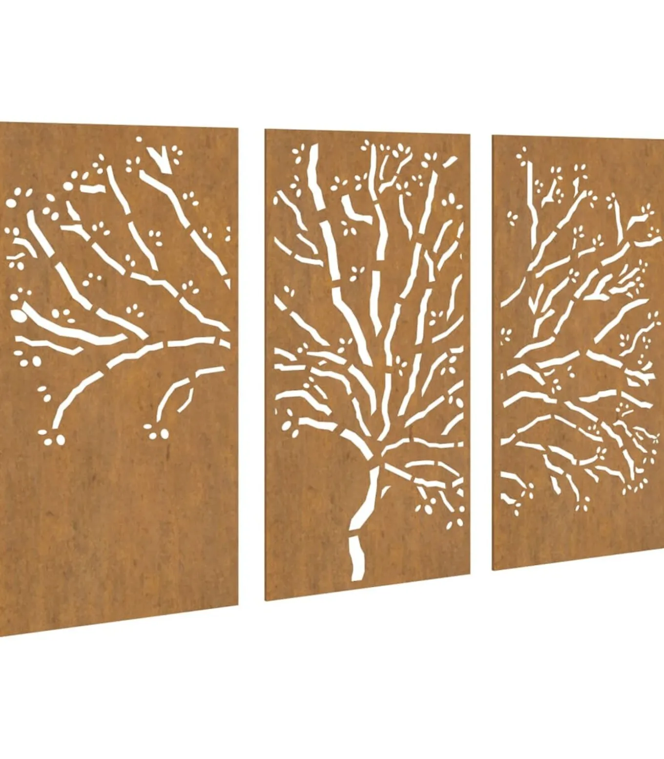 3-delige Tuindecoratieset boomontwerp 105x55 cm cortenstaal
