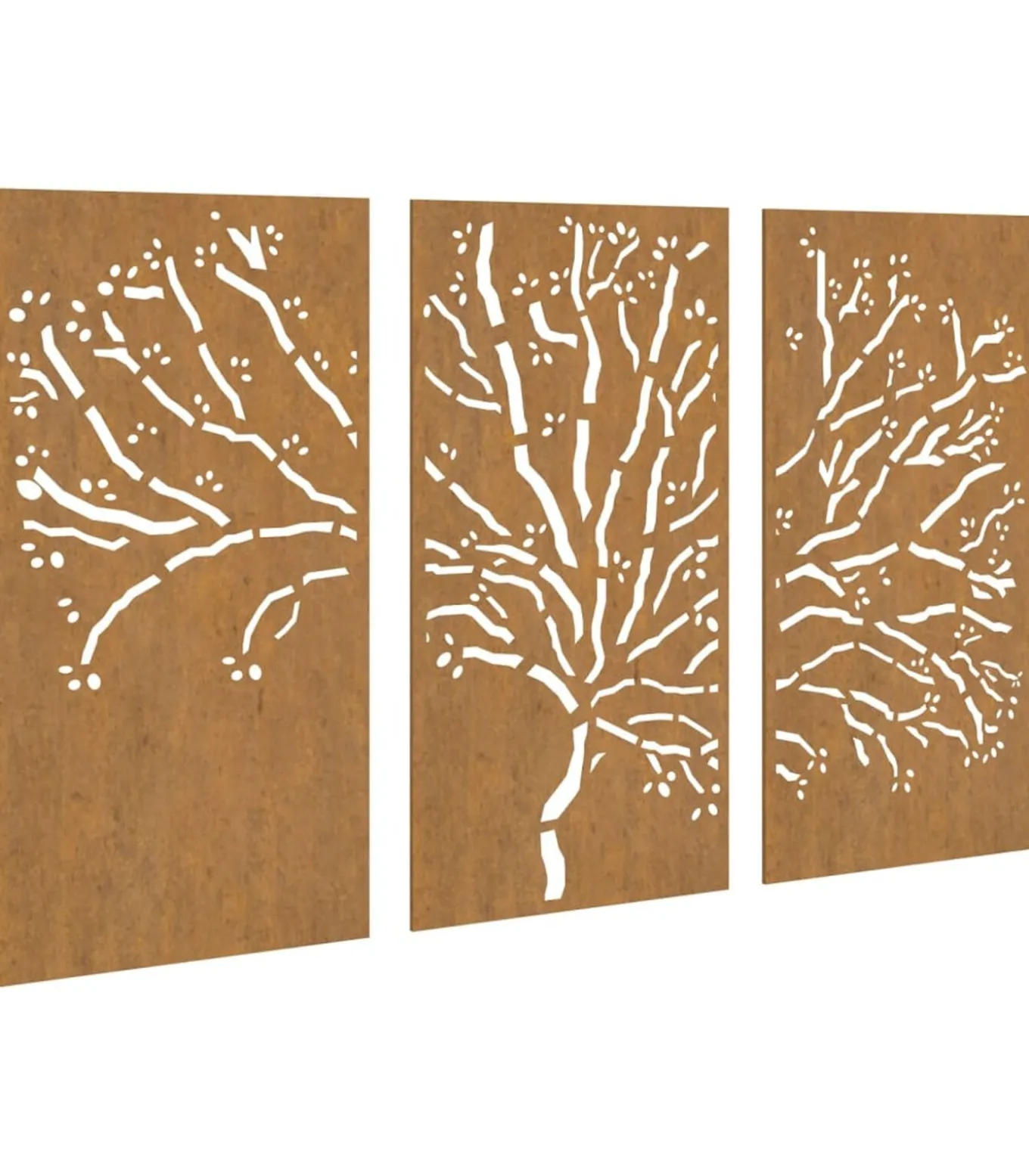 3-delige Tuindecoratieset boomontwerp 105x55 cm cortenstaal
