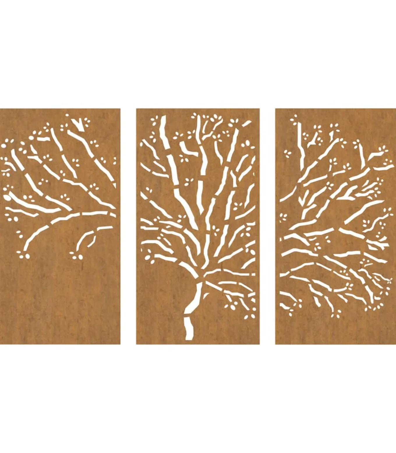 3-delige Tuindecoratieset boomontwerp 105x55 cm cortenstaal