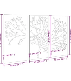 3-delige Tuindecoratieset boomontwerp 105x55 cm cortenstaal