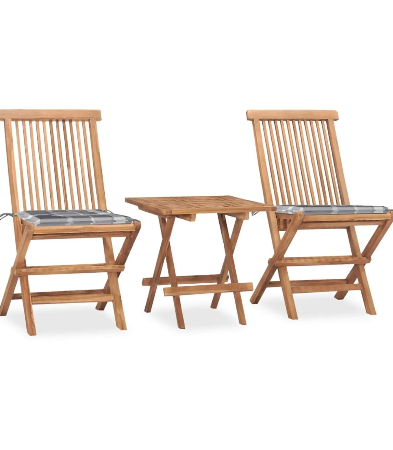 3-delige Tuinset inklapbaar met kussen massief teakhout