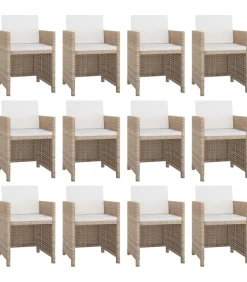13-delige Tuinset met kussens poly rattan beige