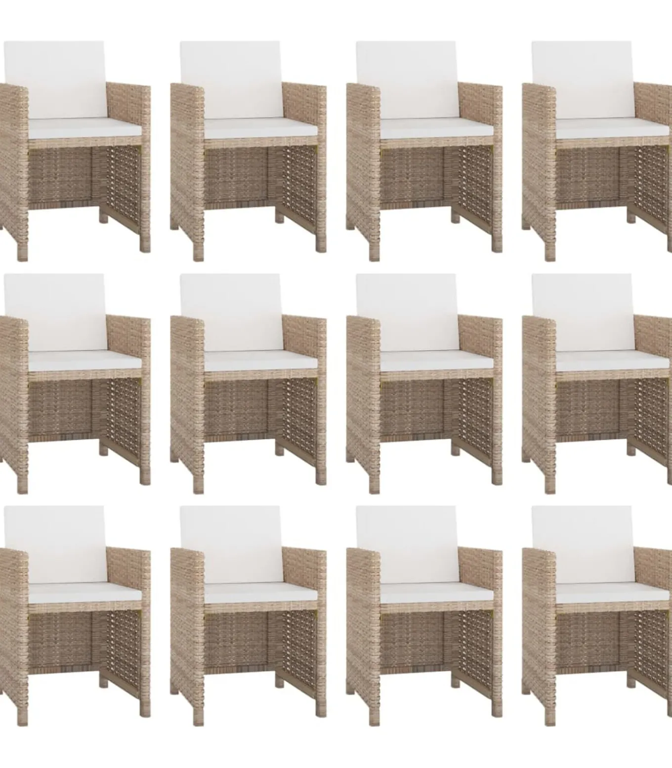 13-delige Tuinset met kussens poly rattan beige