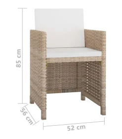 13-delige Tuinset met kussens poly rattan beige