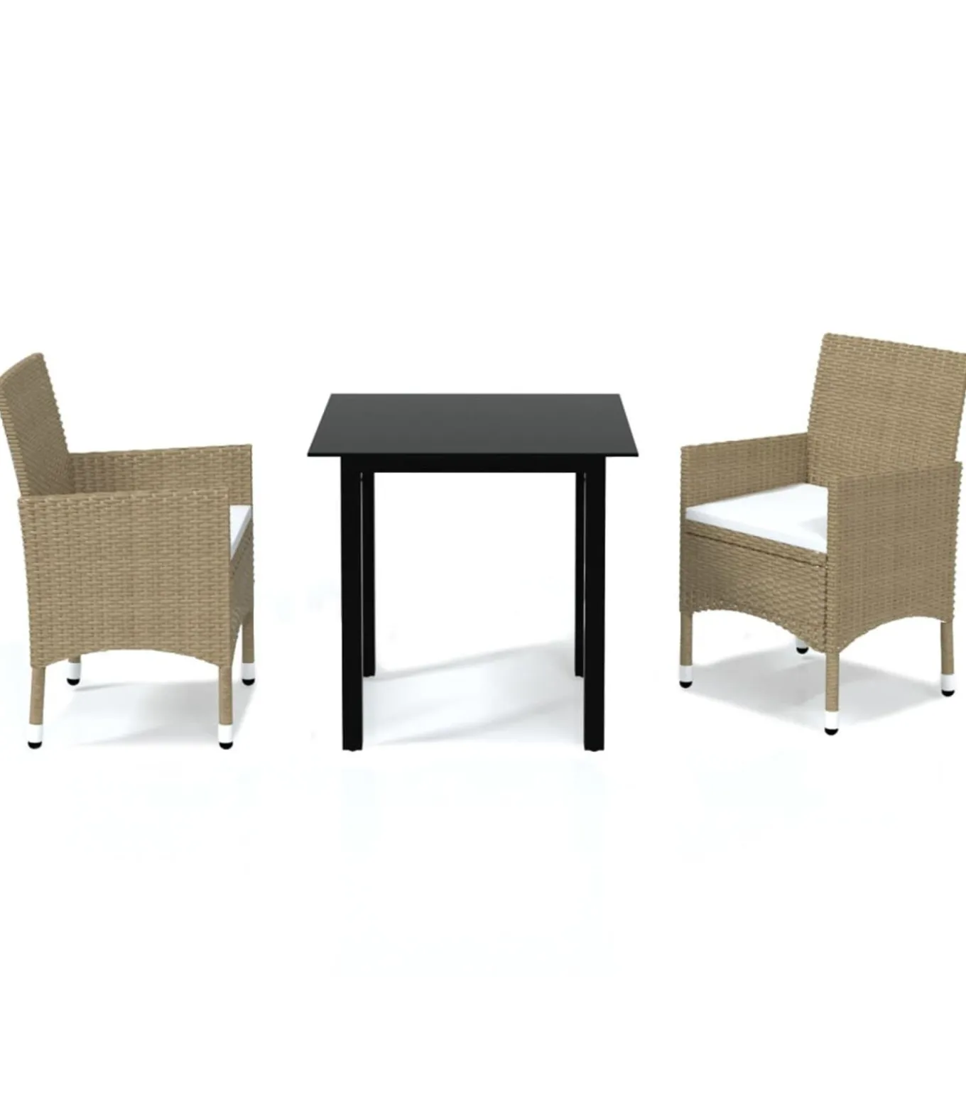 3-delige Tuinset met kussens poly rattan beige