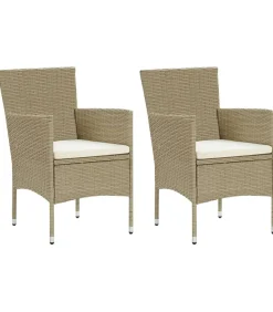 3-delige Tuinset met kussens poly rattan beige