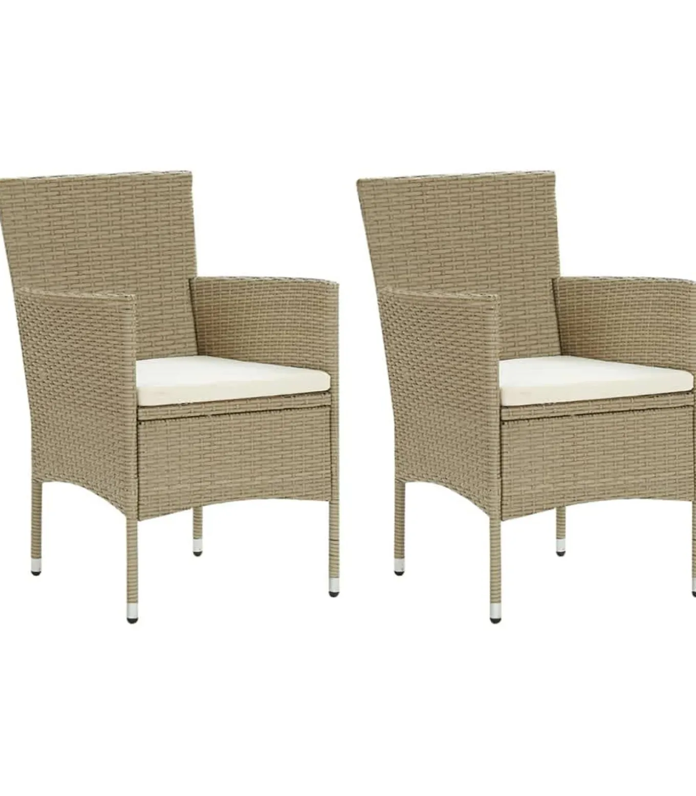 3-delige Tuinset met kussens poly rattan beige