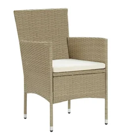3-delige Tuinset met kussens poly rattan beige