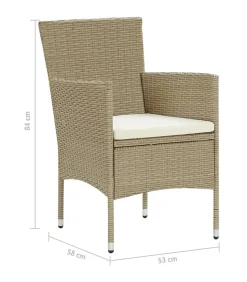 3-delige Tuinset met kussens poly rattan beige