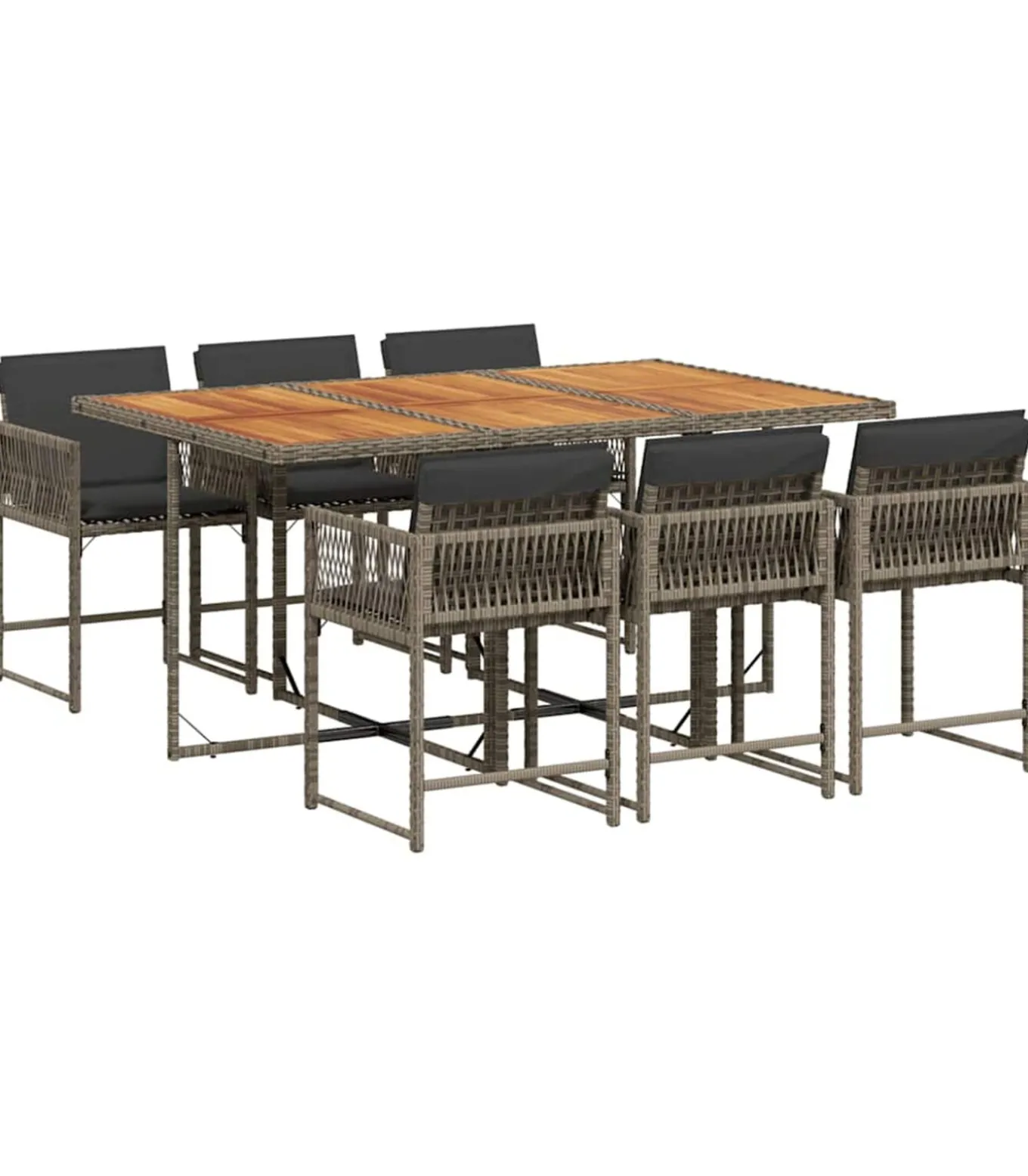 7-delige Tuinset met kussens poly rattan grijs