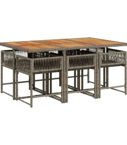 7-delige Tuinset met kussens poly rattan grijs