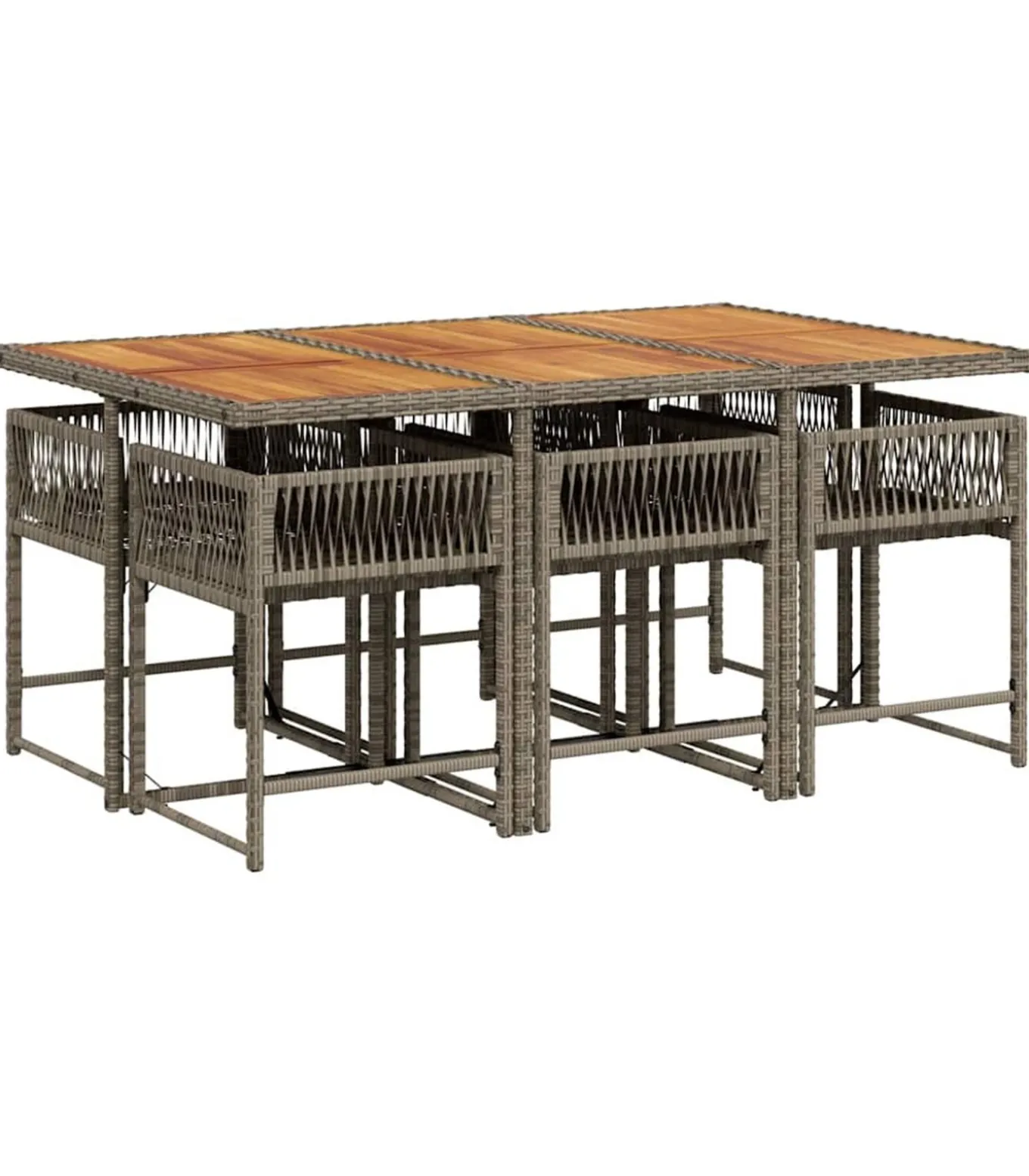 7-delige Tuinset met kussens poly rattan grijs