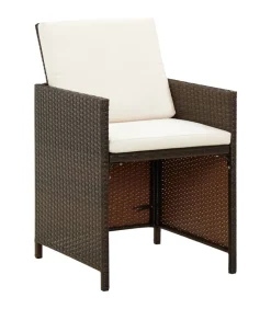 9-delige Tuinset met kussens poly rattan bruin