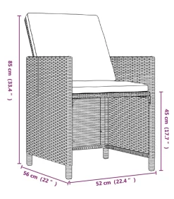 9-delige Tuinset met kussens poly rattan bruin