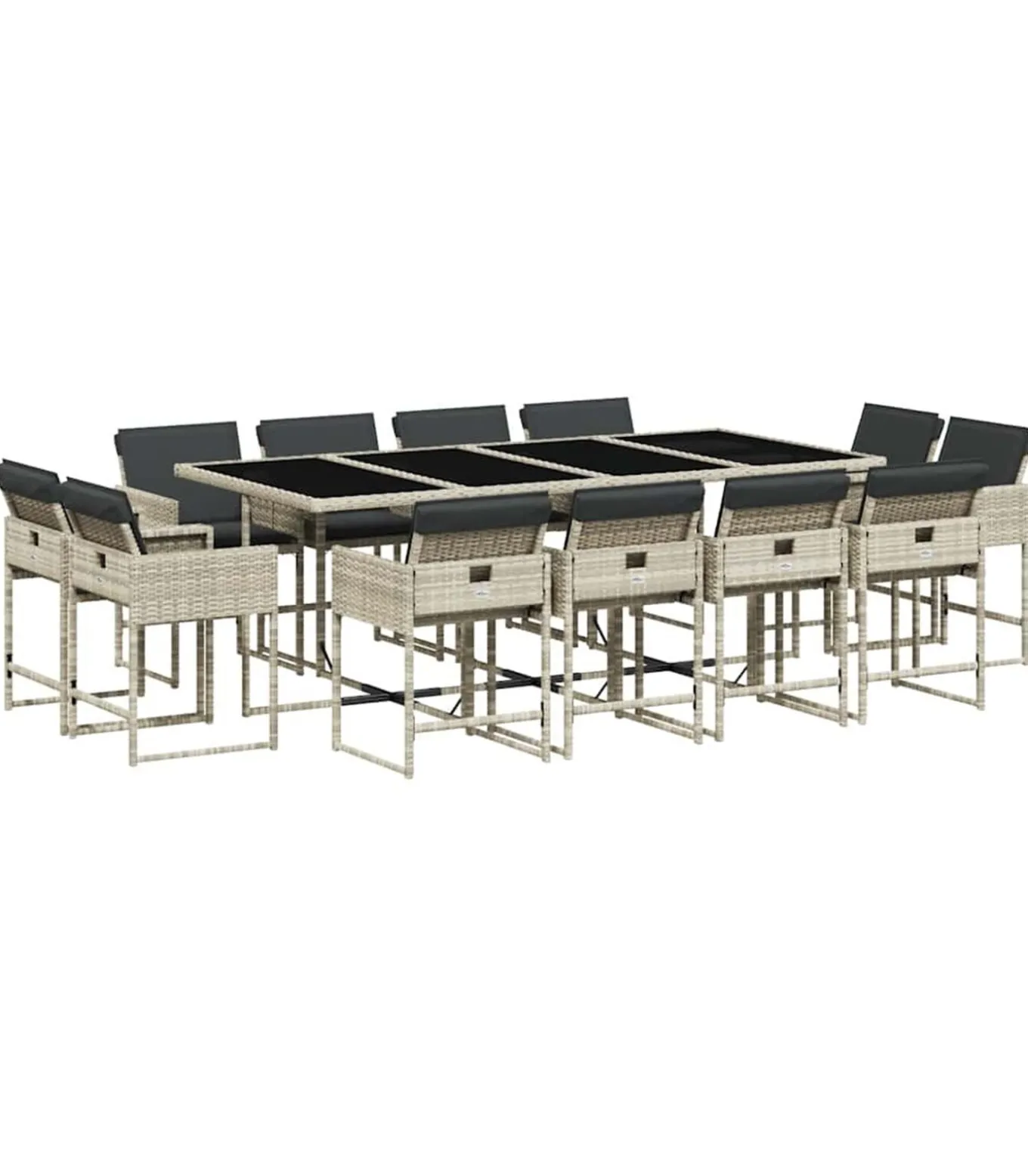 13-delige Tuinset met kussens poly rattan lichtgrijs