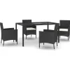 5-delige Tuinset met kussens poly rattan zwart