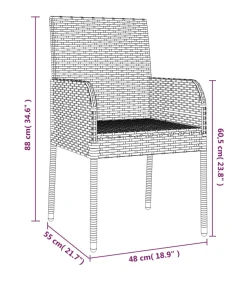 5-delige Tuinset met kussens poly rattan zwart