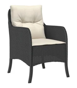 5-delige Tuinset met kussens poly rattan zwart