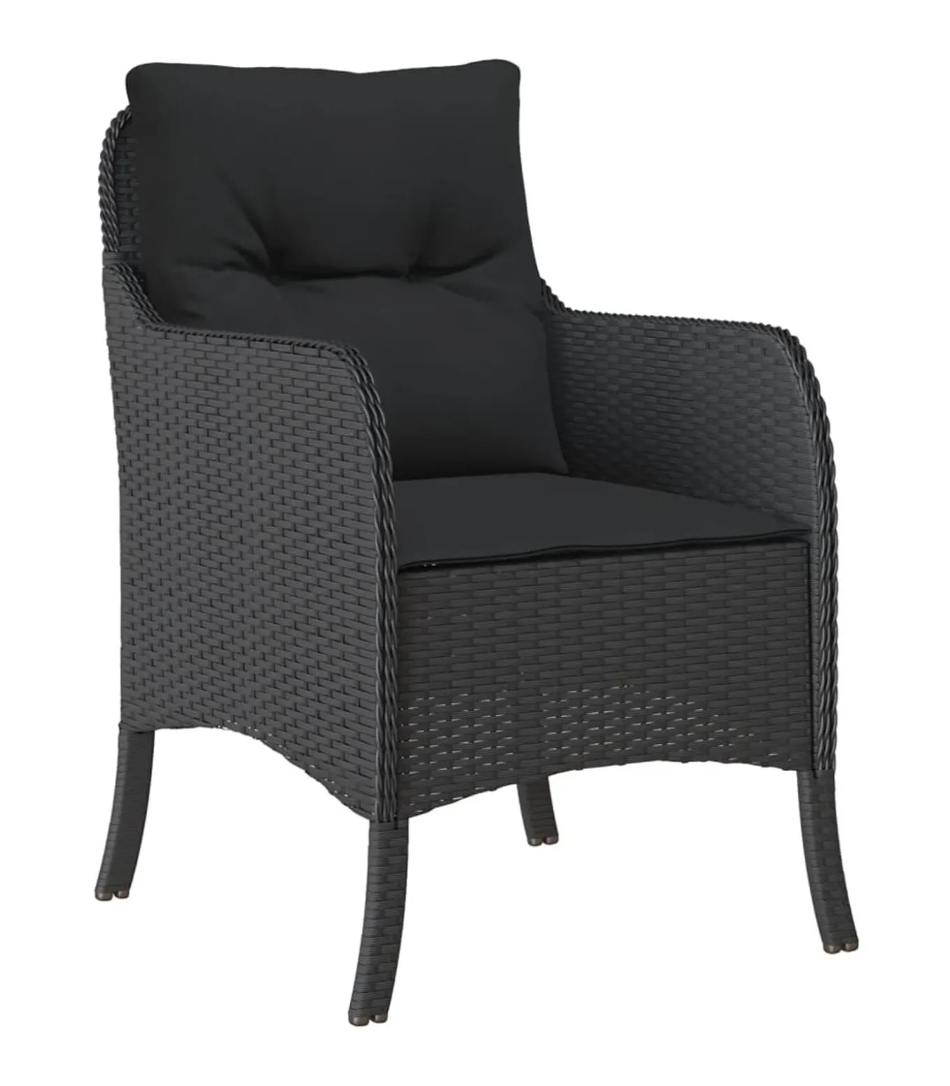 7-delige Tuinset met kussens poly rattan zwart