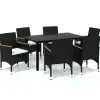 7-delige Tuinset met kussens poly rattan zwart