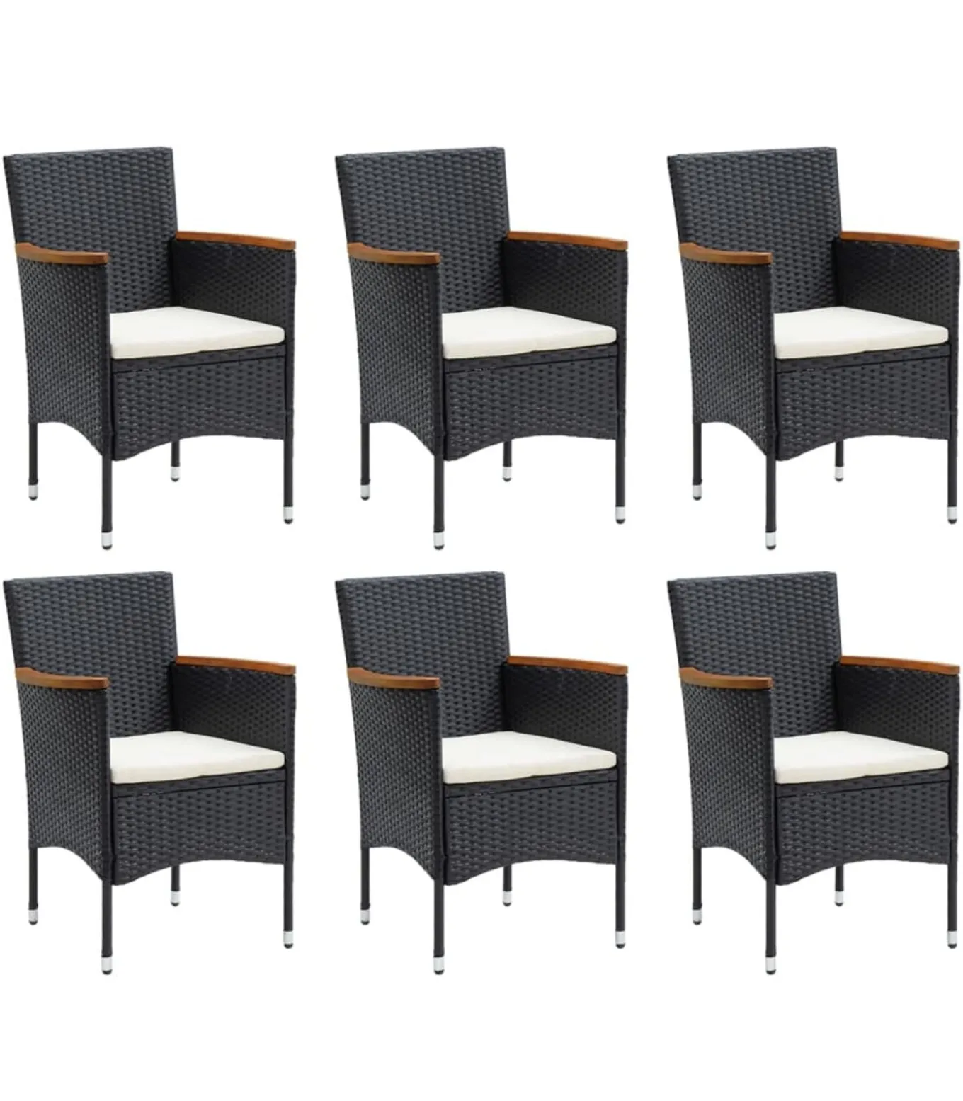 7-delige Tuinset met kussens poly rattan zwart