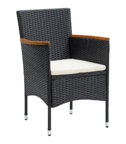 7-delige Tuinset met kussens poly rattan zwart