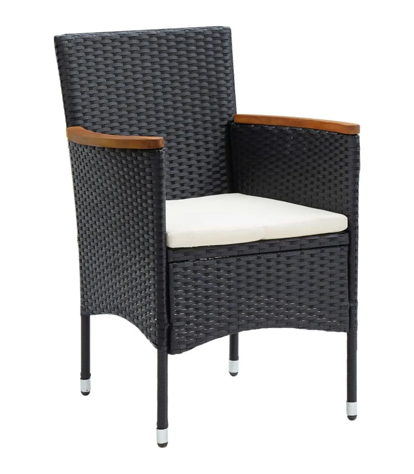 7-delige Tuinset met kussens poly rattan zwart