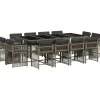 13-delige Tuinset met kussens poly rattan grijs