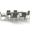 7-delige Tuinset met kussens poly rattan zwart en grijs